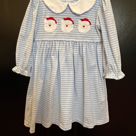 Christmas Outfit Three Santas Dress Size 4 Holiday Peter Pan Collar by Delaney - Picture 5 of 10